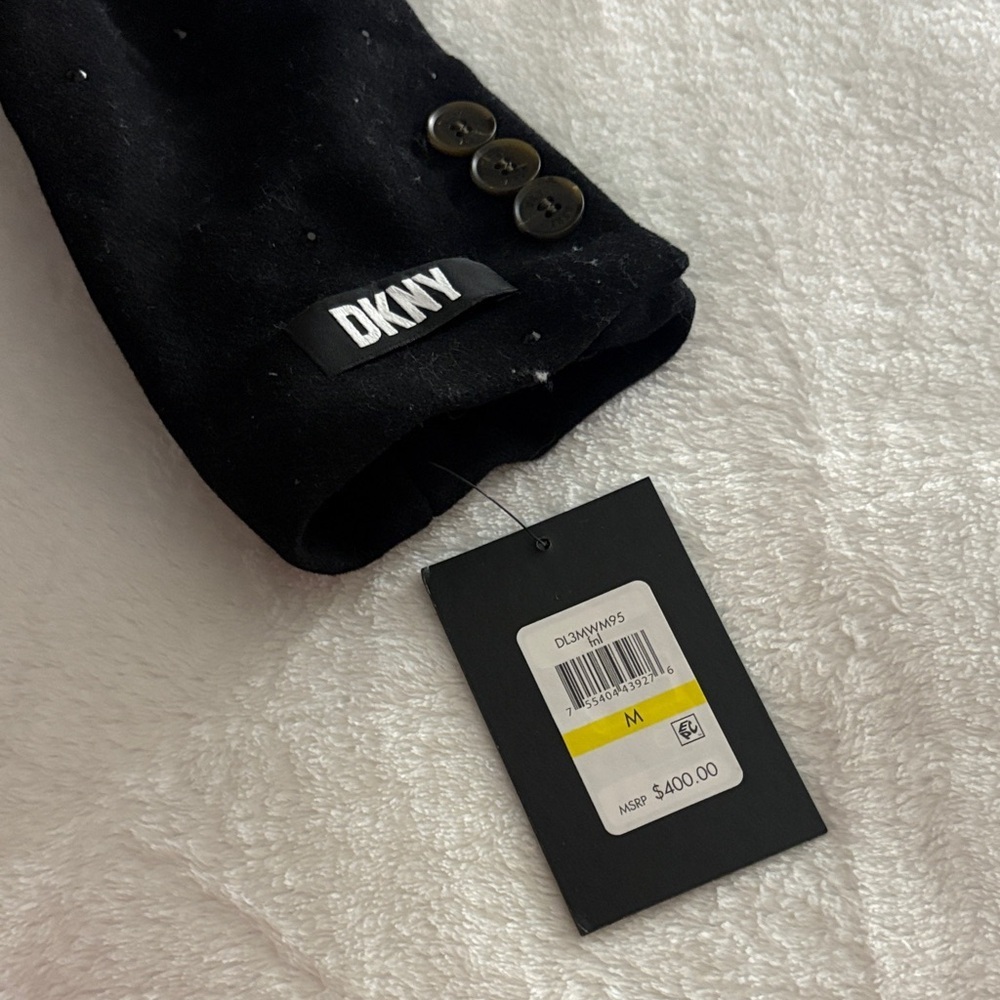 Dkny Black Long Trench Coat with Subtle Sparkle - Picture 5 of 7